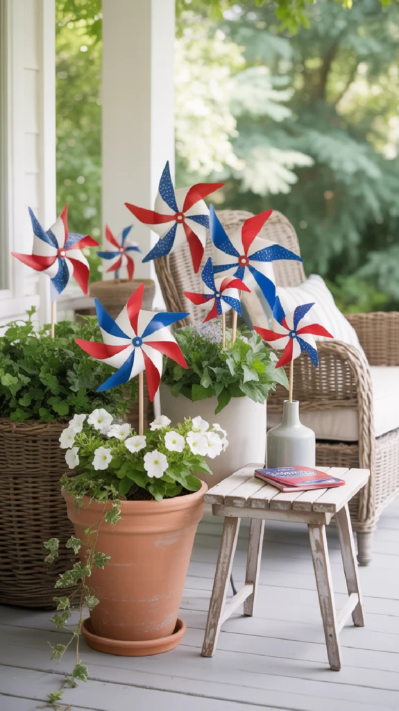 Add Pinwheels to Planters and Vases