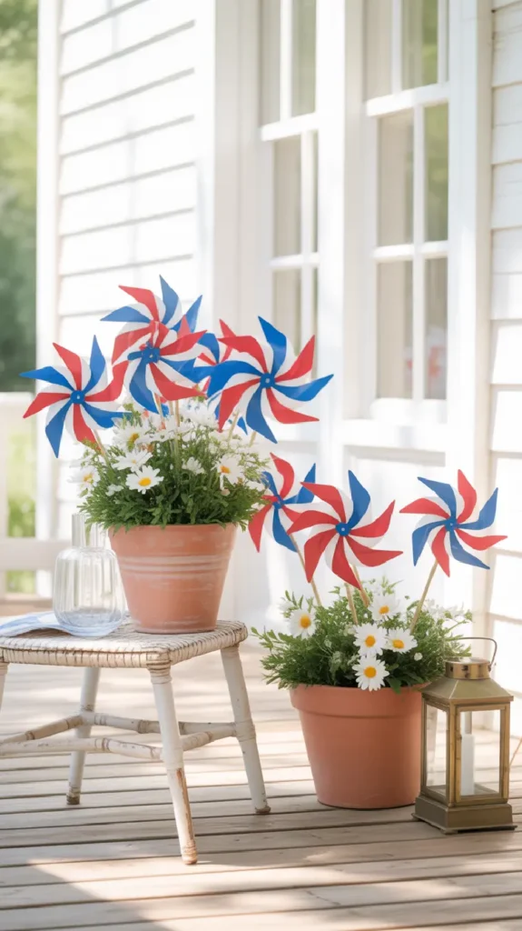 Add Pinwheels to Planters or Vases
