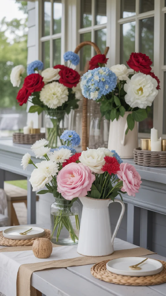 Decorate with Flowers in a Soft Patriotic Palette