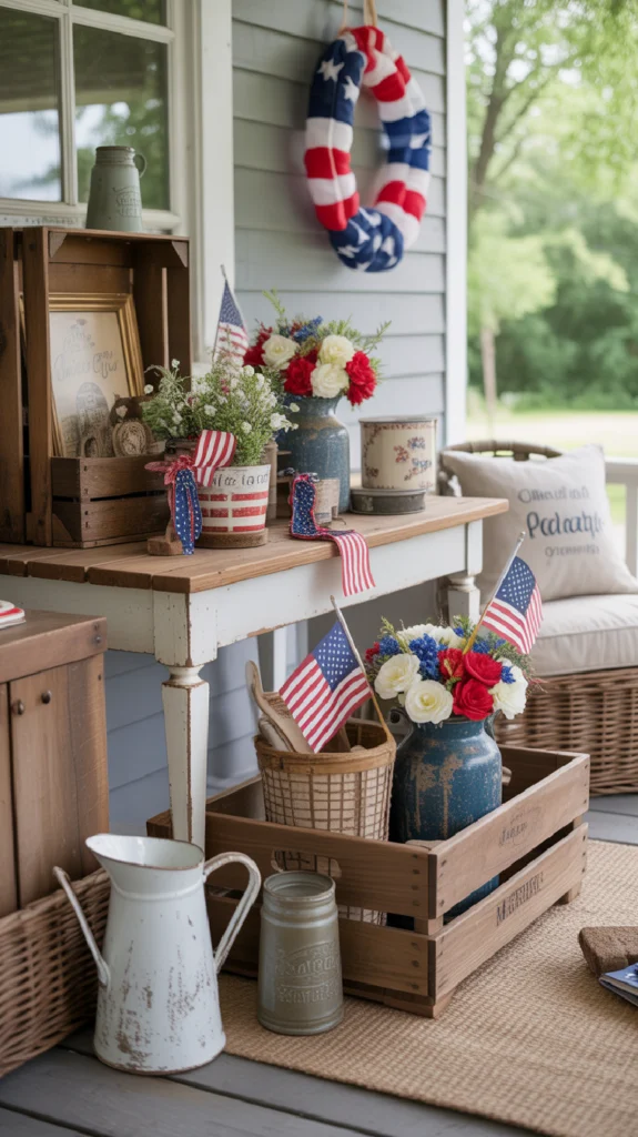 Mix Vintage Pieces with Patriotic Decor