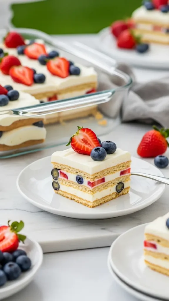 No Bake Berry Eclair Cake