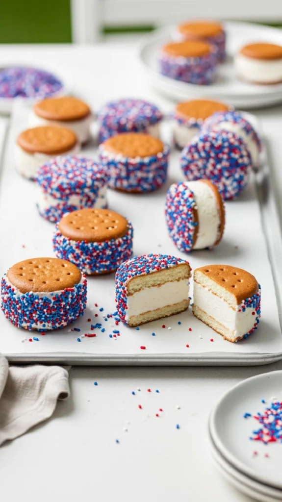 Red White and Blue Ice Cream Sandwiches