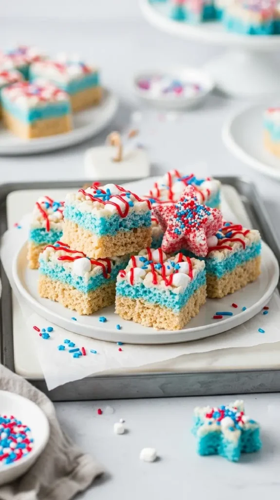 Red White and Blue Rice Krispie Treats