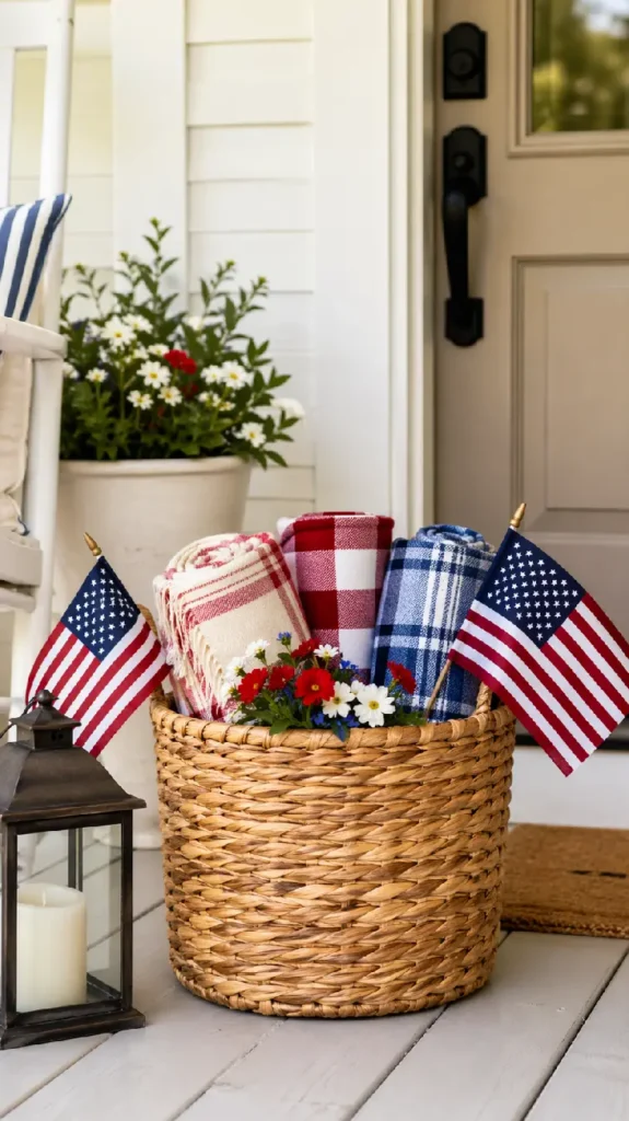 Style a Basket with Mini Flags and Blankets