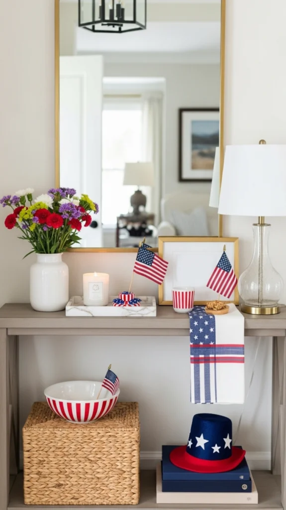 Turn the Entryway Table into a Festive Corner