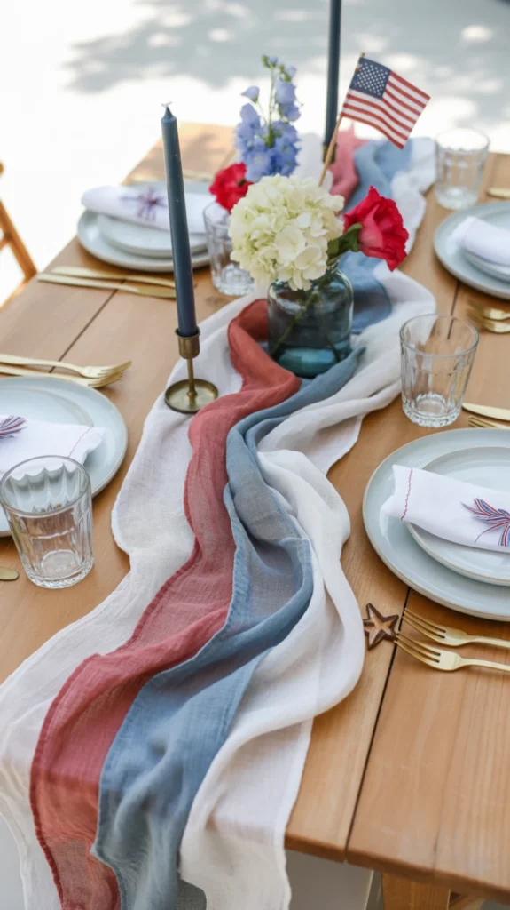 Use a Soft Layered Runner Instead of a Full Tablecloth